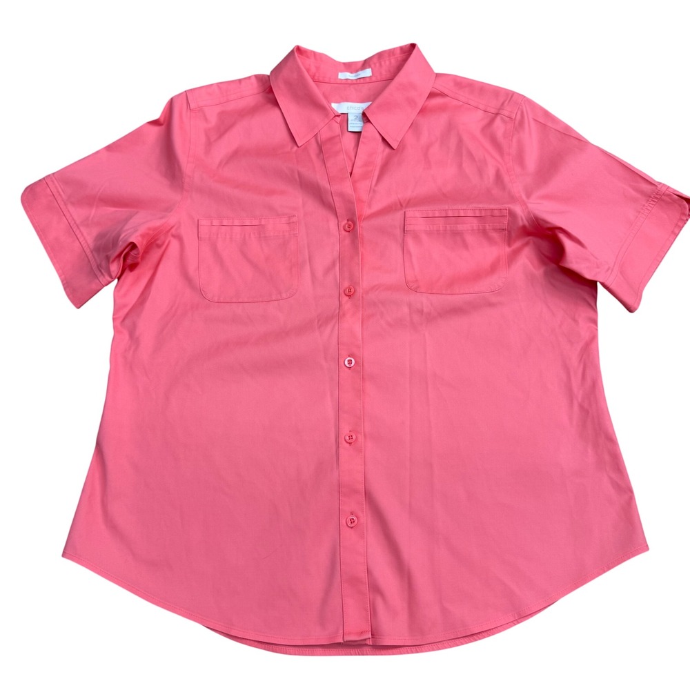 Chico's No-Iron Button Down Shirt
Women Size 2-US 12 Pink Classic Casual Office